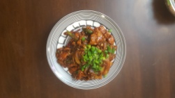 Chicken Chilly from Usmania, Chicago that I modified to make it fit for human consumption
